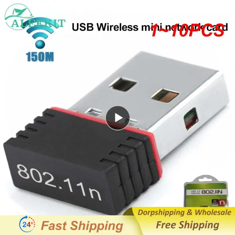 1~10TK Mini WiFi adapter 150M USB WiFi antenn Drahtlose Arvuti Netzwerk Karte 802.11 n/g/b, LAN + Antenn wi-fi adapter - 0