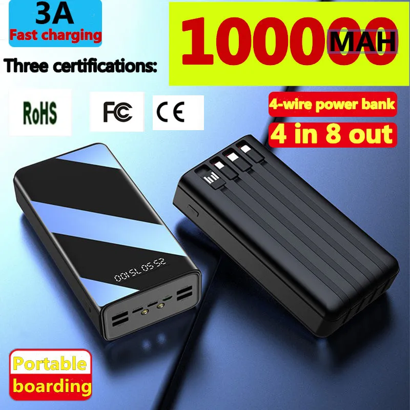 Uus Power Bank 100000mAh TypeC Micro-USB-Kiire Laadimine Powerbank LED-Ekraan, Kaasaskantav Väline Aku Laadija telefoni tablett - 0
