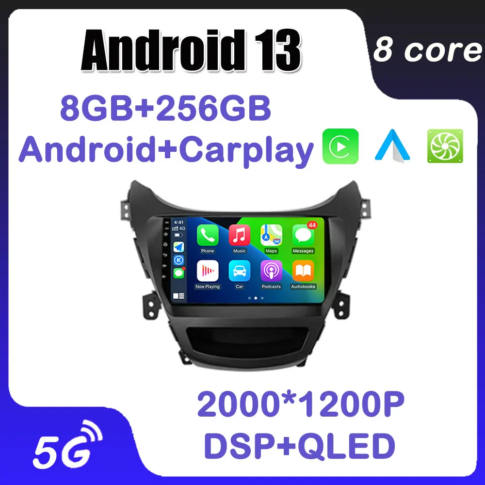 Android 13 Carplay 5G WIFI Auto Raadio Multimeedia Hyundai Elantra Avante I35 2011-2016 Navigatsiooni BT Video, GPS DSP 4G Lte - 0