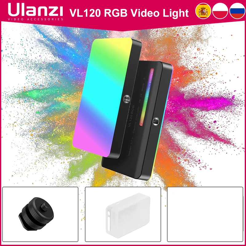 Ulanzi VL120 RGB Kaamera Video Valgus Mini Kaasaskantav 3100mAh Fotograafia Valgustus Nutitelefoni Vlog Täida Valguses RGB Video Valgus - 0