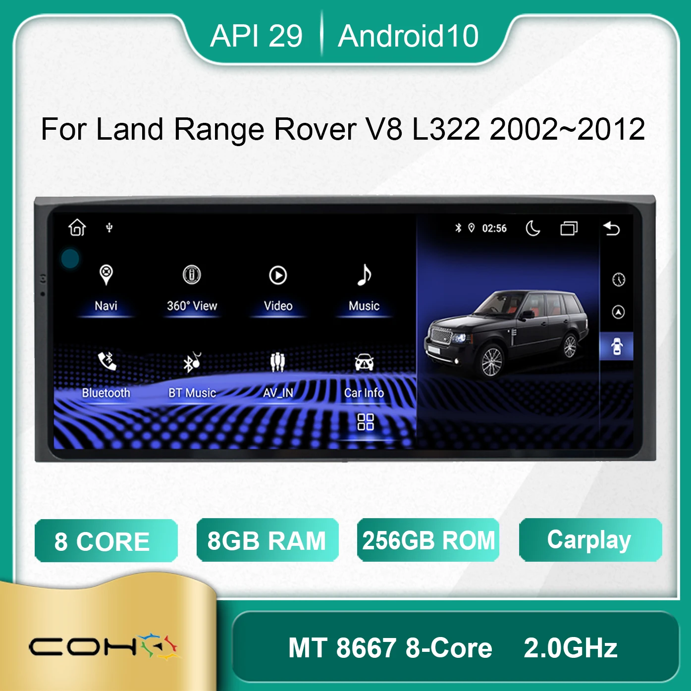 Maa Range Rover V8 L322 2002~2012 sisseehitatud PEP Okta Core 6+128G 1920*720 10.25' Auto Multimeedia Mängija, Muusikakeskuse Raadio Vastuvõtja - 0