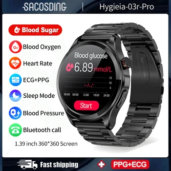 2023 Uus Veresuhkru Smart Watch Mehed Bluetooth Kõne Kellad Termomeeter Südame Löögisagedus Puhkeolekus Järelevalve Sport Smartwatch Meeste