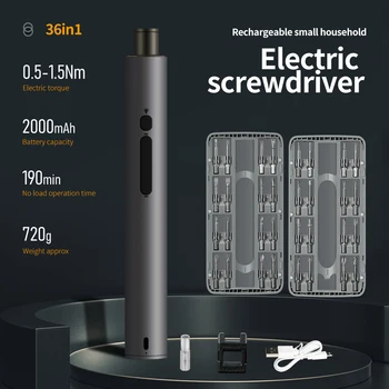 36 1 Electric Screwdriver Precision Seada Traadita Juhtmeta Power Tool Kit Mini Väike Magnet Bits Xiaomi Telefon Remont DIY