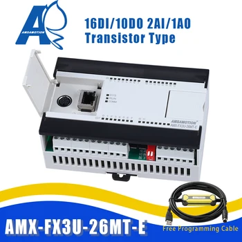 AMX-FX3U-26MT-E Ethernet PLC Asendada jaoks Mitsubishi MELSEC Seeria Transistori 2AI/1AO 16DI/10DO Ethernet MODBUS Töötleja Kaabel