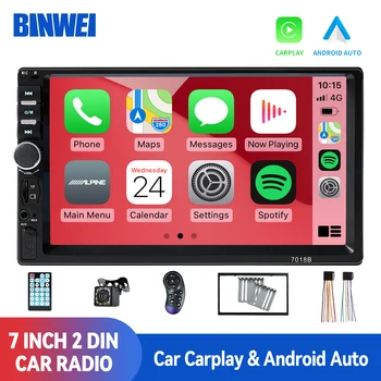 BINWEI 2 DIN Auto Raadio Apple Carplay Multimeedia Mängija, HD Autoradio Puutetundlik Stereo MP5 Bluetooth-USB-TF FM-Kaamera