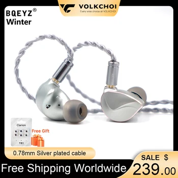 BQEYZ Talvel Ear Kõrvaklapid HiFi 12mm Dual Dünaamiline Juht 2.5/3.5/4.4 mm 0.78 2Pin hõbetatud Kaabel Juhtmega Earbuds