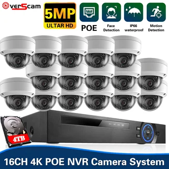 Devoccvo 5MP Ultra HD POE CCTV Turvalisus Kaitse Kaamera NVR Kit 16CH H. 265/Väljas Veekindel videovalve Kaamera Komplekt
