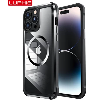 Luphie Armor Case For Iphone 14 Pro Max Plus Kate Funda Selge Raske Tagasi Pehmest Silikoonist Raami Ühilduv Mag ohutu Laadimise Nahk