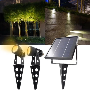 Mini 50X Uuendatud Kõik Metallist Twin Solar Powered LED Väljas Maastik aed teenetemärgi Tähelepanu keskpunktis Veekindel 5m Kaabel aed lamp