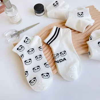 Naiste Sokid Valge Armas Panda Kevadel Korea Stiilis Naljakas Low Cut Pahkluu Lühike Triibuline Sox Õnnelik, Armas Pahkluu Sokid Tüdrukutele Kingitus Sox