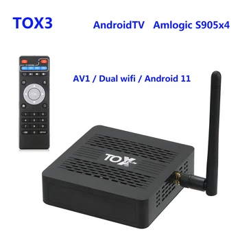 Tox3 TV BOX Smart TV Amlogic S905X4 4GB 32GB Wifi Dual Gigabit BT4.1 AV1 Toetab 4K Android 11