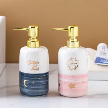 Vedelseebi Dosaatorid Vannituba Šampoon, dušigeel Pudel Kuld Vajutage Pea Keraamika peale Käsitsi Maalitud Pulmad Kingitused 500ML