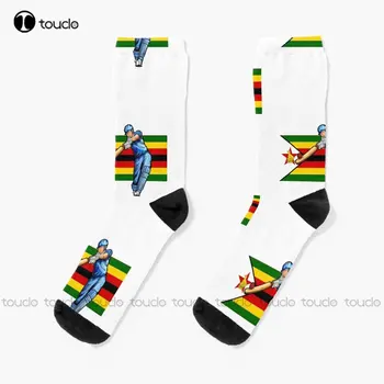 Zimbabwe Kriket Sokid Jalgrattasõit Sokid Personaliseeritud Custom Unisex Täiskasvanud Teismeliste Noorte Sokid Street Rula Sokid Kohandatud Kingitus Naljakas