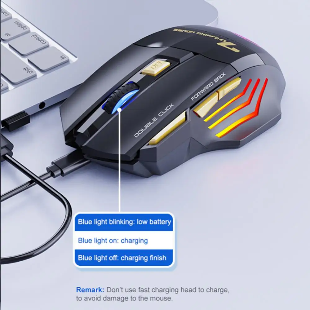1~5TK Laetav Juhtmeta Hiir Gamer Gaming Mouse Arvuti Ergonoomilised Mause Koos Taustvalgustuse RGB Vaikne Hiirte Jaoks - 3