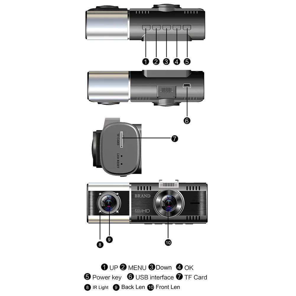1tk Öise nägemise Diktofon G-sensor Kahesuguse kaamera 1080P High Definition Auto DVR koos Ekraani ja Öise nägemise Auto Video - 4